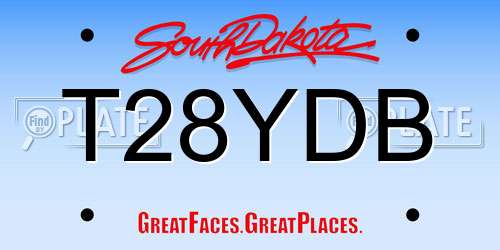 T28YDB South Dakota License Plate
