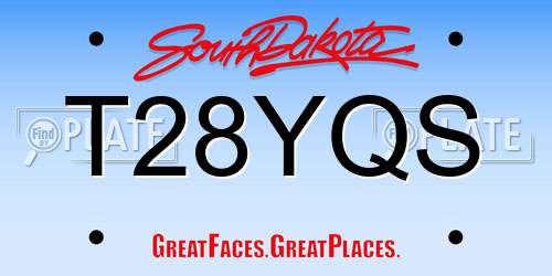 T28YQS South Dakota License Plate