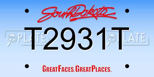 T2931T South Dakota License Plate