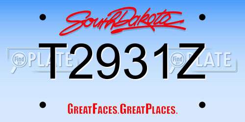 T2931Z South Dakota License Plate