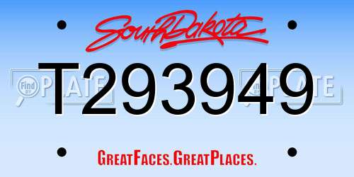 T293949 South Dakota License Plate
