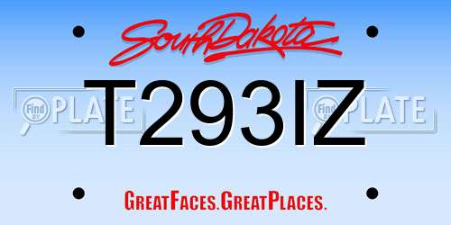 T293IZ South Dakota License Plate