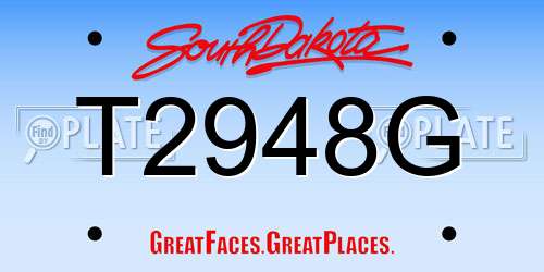 T2948G South Dakota License Plate