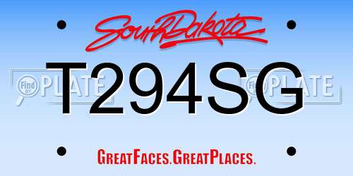 T294SG South Dakota License Plate