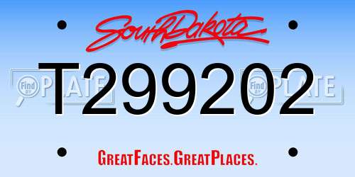 T299202 South Dakota License Plate