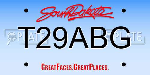 T29ABG South Dakota License Plate
