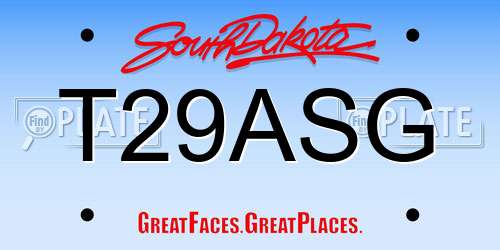 T29ASG South Dakota License Plate