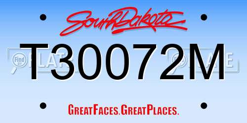 T30072M South Dakota License Plate