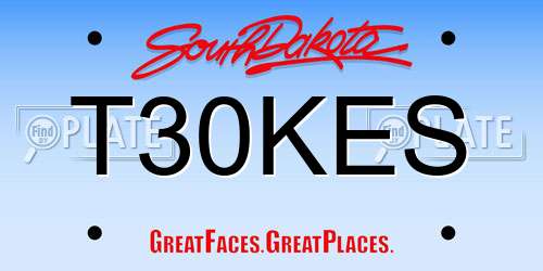 T30KES South Dakota License Plate