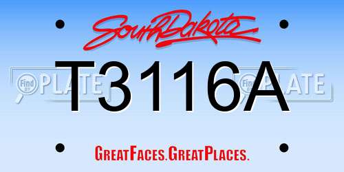 T3116A South Dakota License Plate