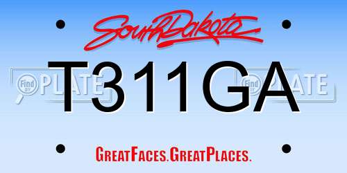T311GA South Dakota License Plate