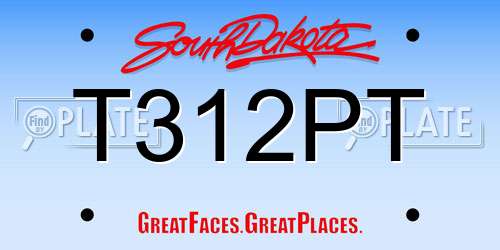T312PT South Dakota License Plate