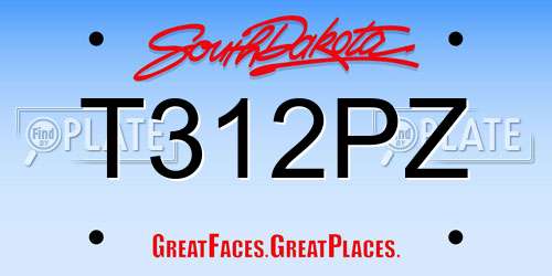 T312PZ South Dakota License Plate
