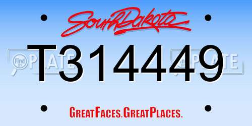 T314449 South Dakota License Plate