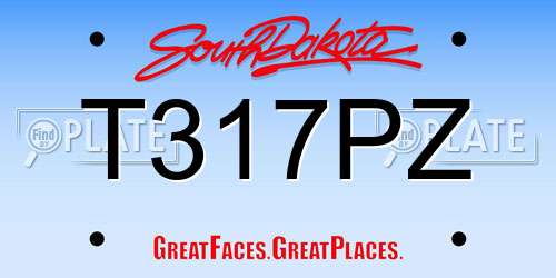 T317PZ South Dakota License Plate