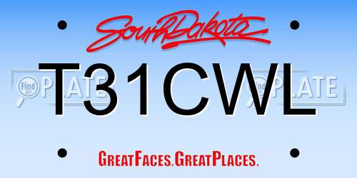 T31CWL South Dakota License Plate