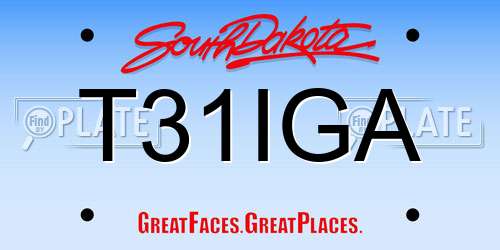 T31IGA South Dakota License Plate