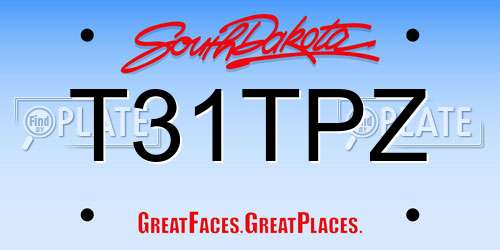 T31TPZ South Dakota License Plate