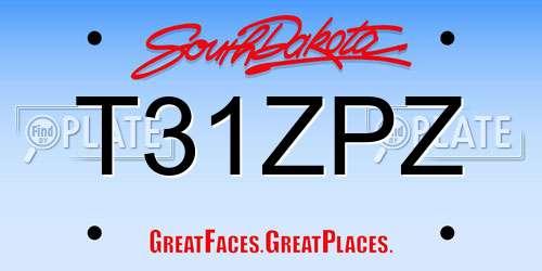 T31ZPZ South Dakota License Plate