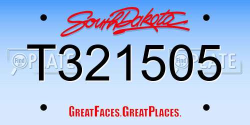 T321505 South Dakota License Plate