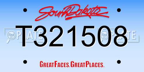 T321508 South Dakota License Plate