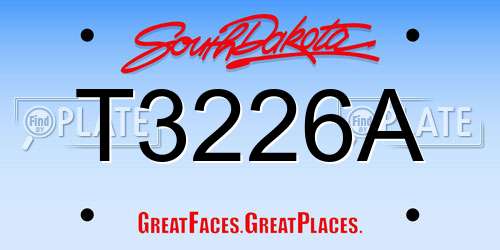 T3226A South Dakota License Plate