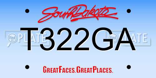 T322GA South Dakota License Plate