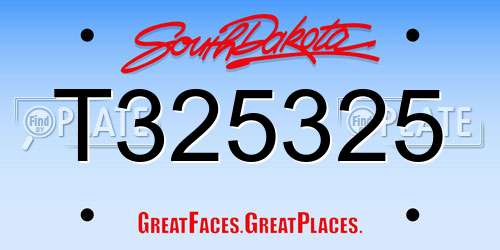T325325 South Dakota License Plate
