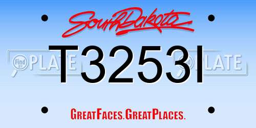 T3253I South Dakota License Plate