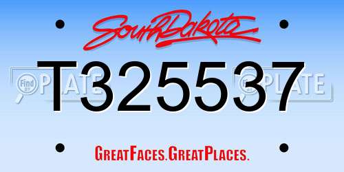 T325537 South Dakota License Plate