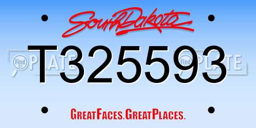 T325593 South Dakota License Plate