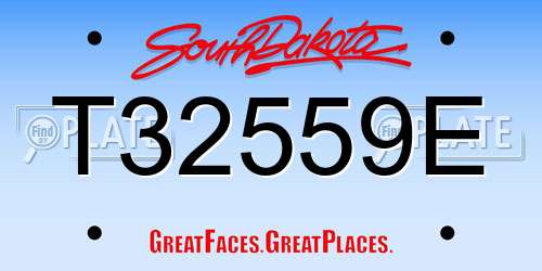 T32559E South Dakota License Plate