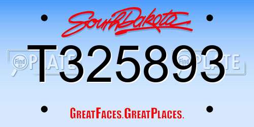 T325893 South Dakota License Plate
