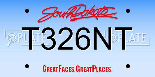 T326NT South Dakota License Plate