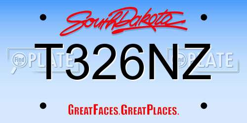 T326NZ South Dakota License Plate