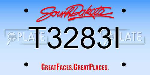 T3283I South Dakota License Plate