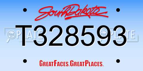 T328593 South Dakota License Plate
