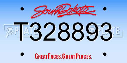 T328893 South Dakota License Plate