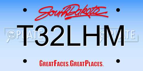 T32LHM South Dakota License Plate