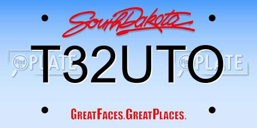 T32UTO South Dakota License Plate