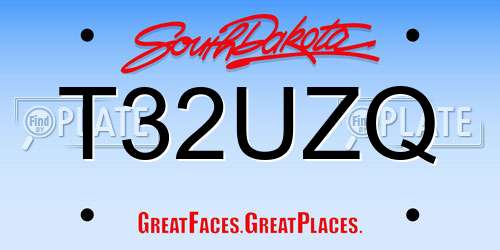 T32UZQ South Dakota License Plate