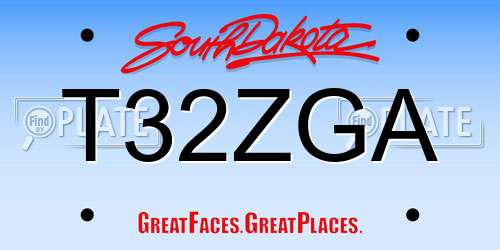T32ZGA South Dakota License Plate