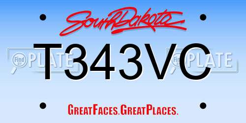 T343VC South Dakota License Plate