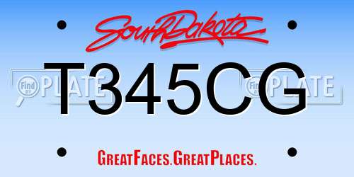 T345CG South Dakota License Plate