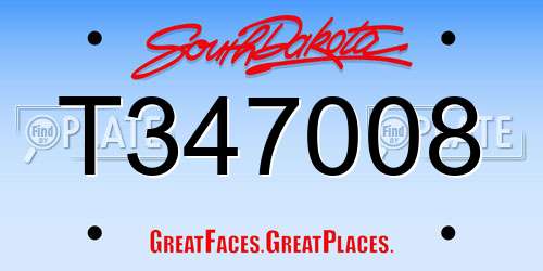 T347008 South Dakota License Plate