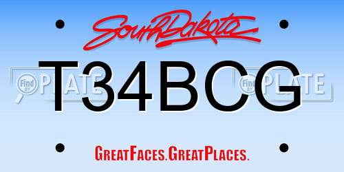 T34BCG South Dakota License Plate