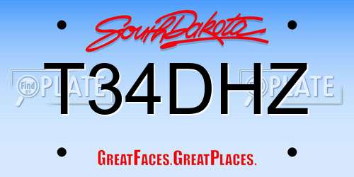 T34DHZ South Dakota License Plate