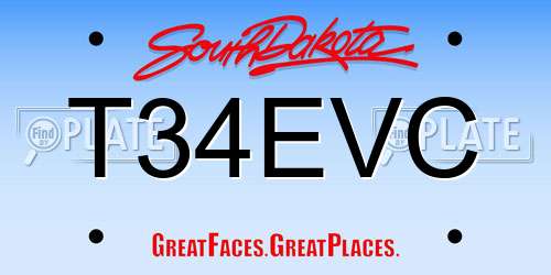 T34EVC South Dakota License Plate