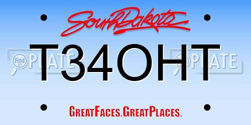 T34OHT South Dakota License Plate