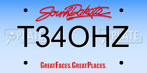 T34OHZ South Dakota License Plate
